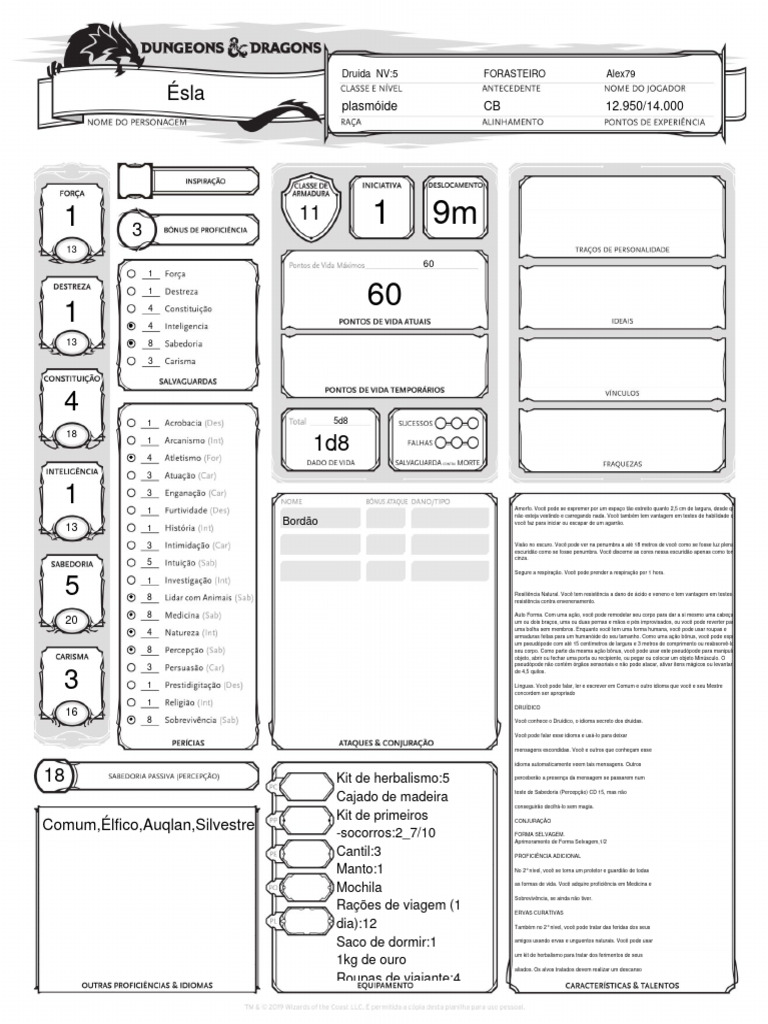 Ficha Oficial D&D 5E Editável(1) PDF