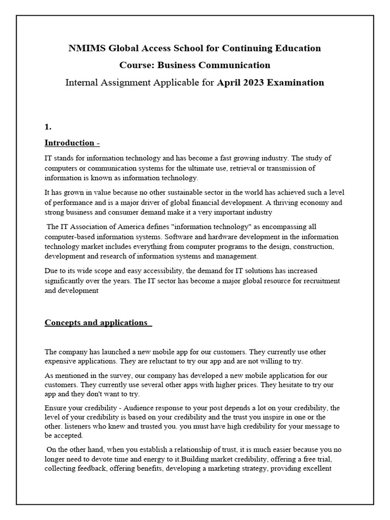 Business Communication April 2023 Assig.. | PDF