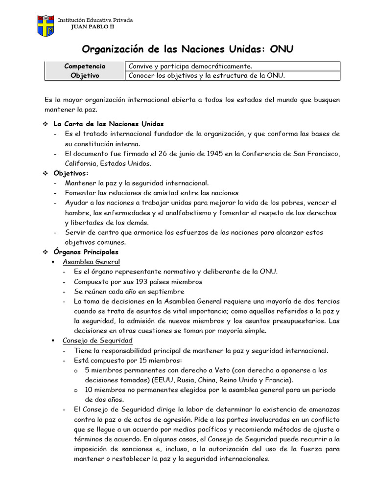 Organización De Las Naciones Unidas Pdf