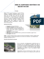 Informe Sobre El Santuario Histórico de Machu Picchu