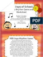 Music Rhythm Game and Worksheet 1 0 0: 100 Days of School