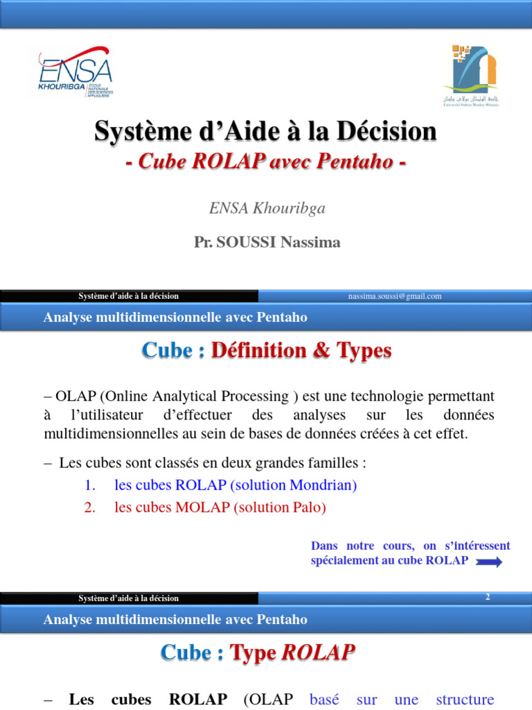 Cube ROLAP avec Pentaho : Guide Complet | PDF