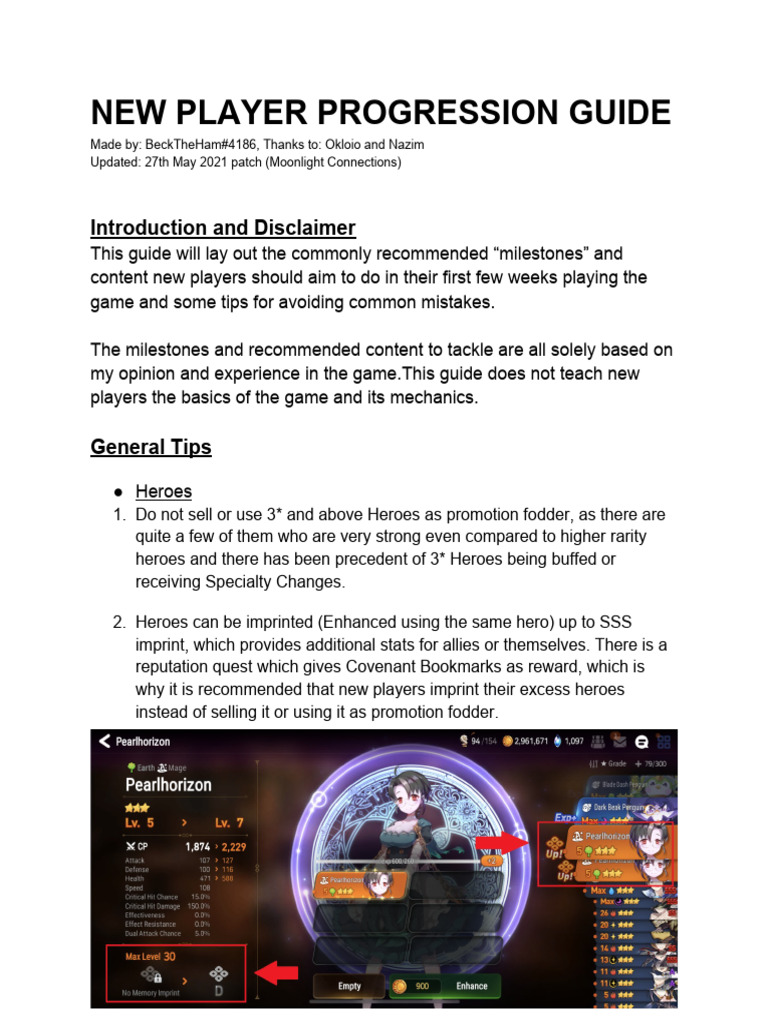 New Player Tips & Progression Guide | PDF