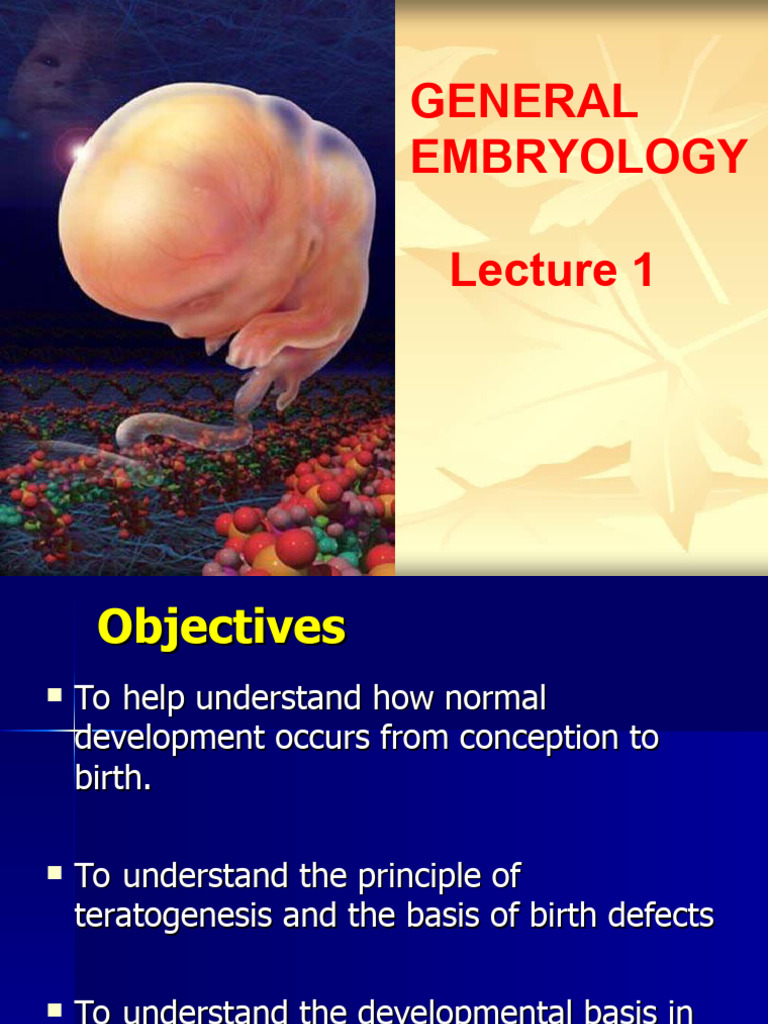General Embryology Lecture 1 and 2 - Day 1-Third Week | PDF | Menstrual ...