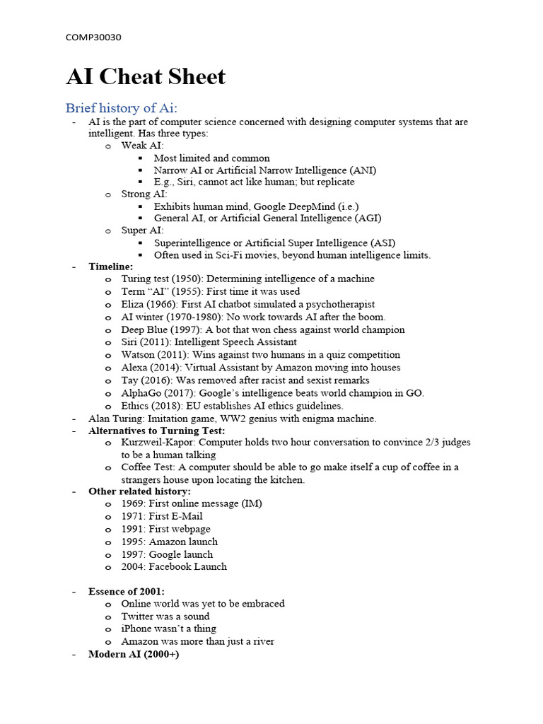 AI Cheat Sheet | PDF