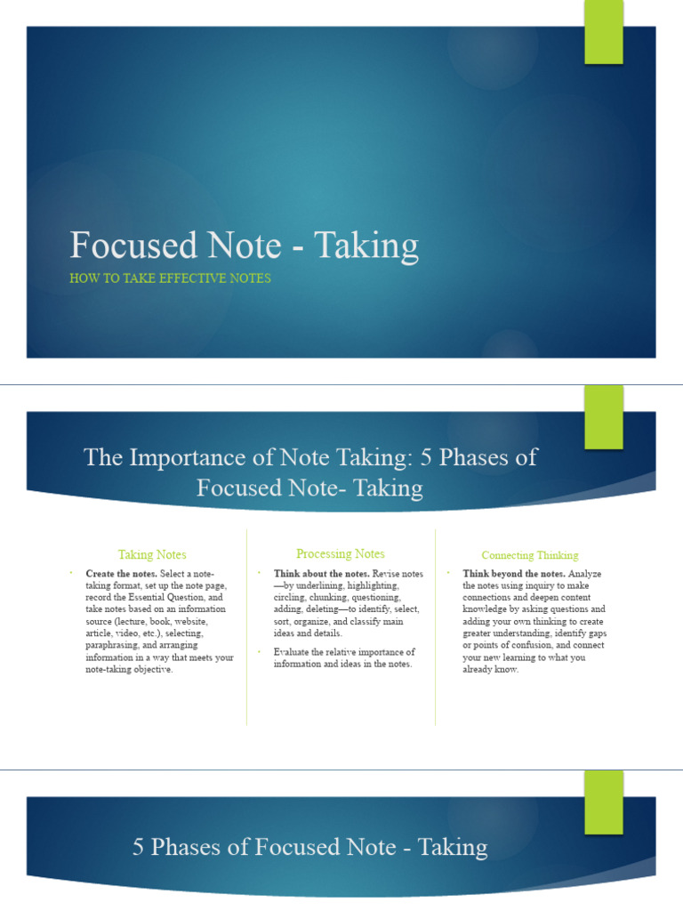 Focused Note - Taking | PDF | Pedagogy | Communication