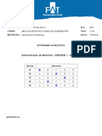 Administração de materias unidade 1- avaliação