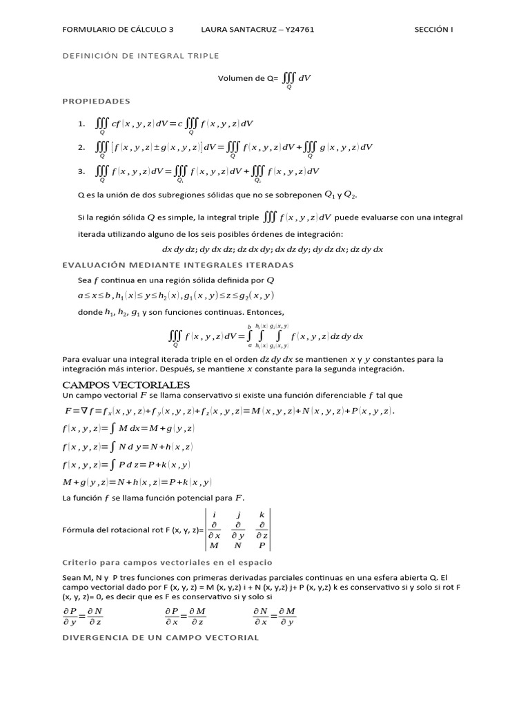 Formulario de Cálculo 3 - Final - Larson | PDF | Aceleración | Integral