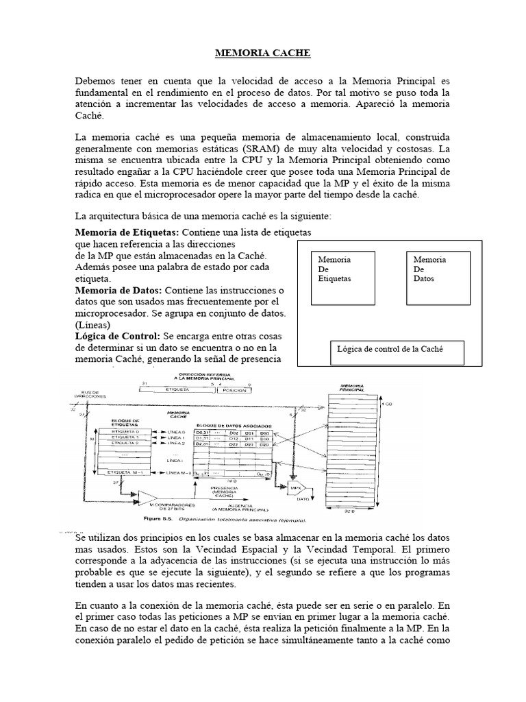 Almacenamiento en Memoria Caché | PDF | Almacenamiento de datos de la ...