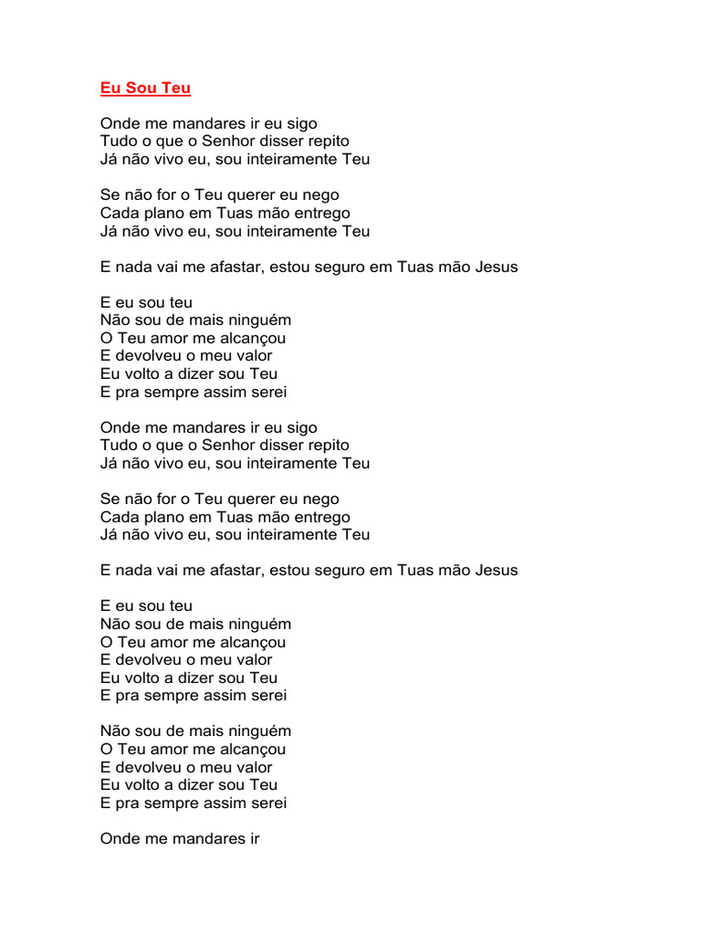 Eu Sou Teu - Letra | PDF