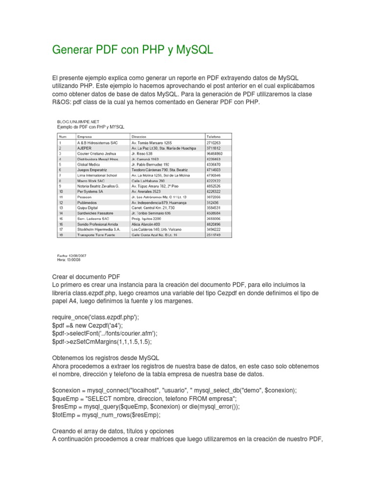 Generar Pdf Con Php