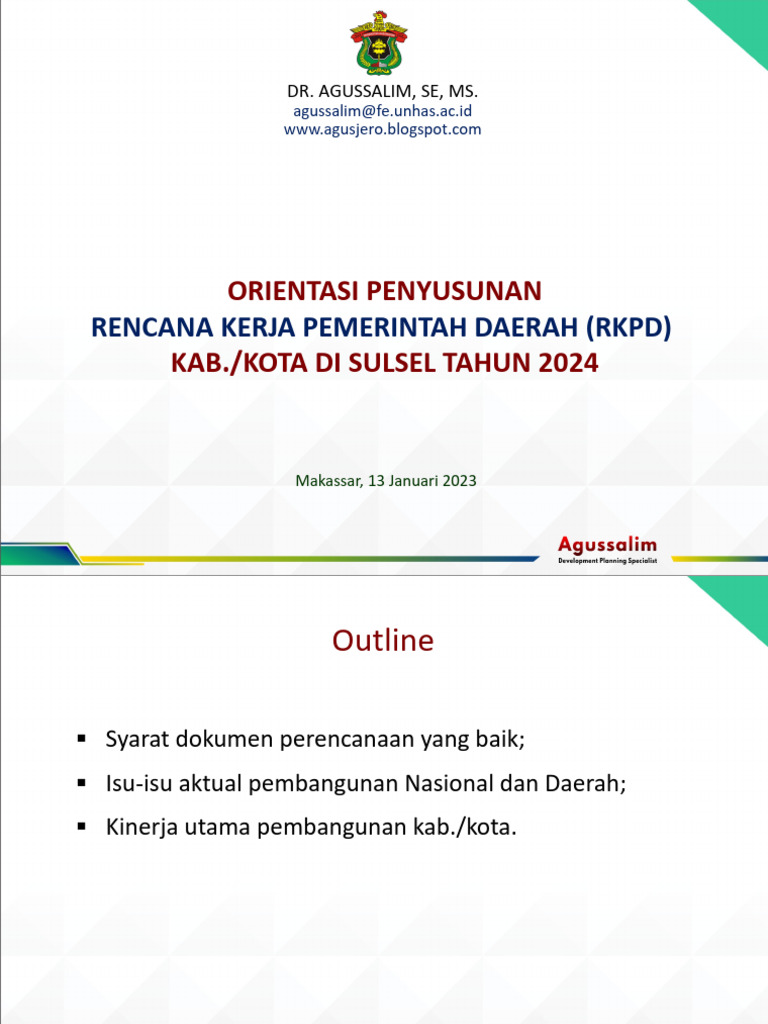 Orientasi Penyusunan Rkpd Kab Kota 2024 Ringkas Pdf