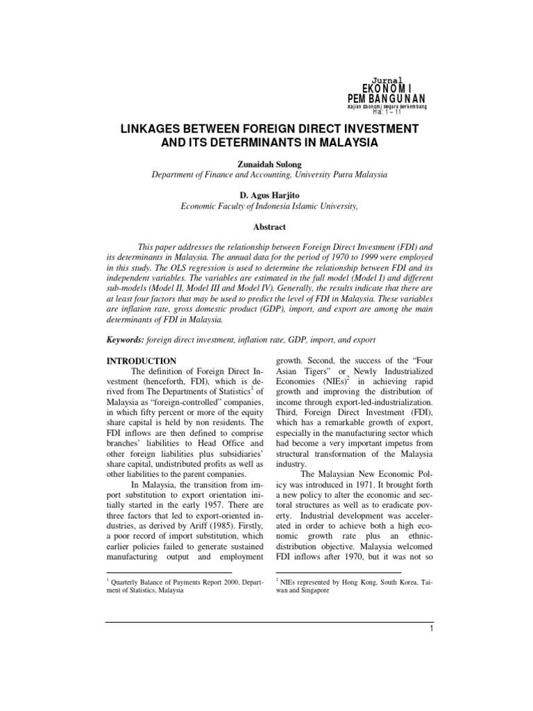 1.lingkages Between Foreign Direct Investment and Its Determinants in ...