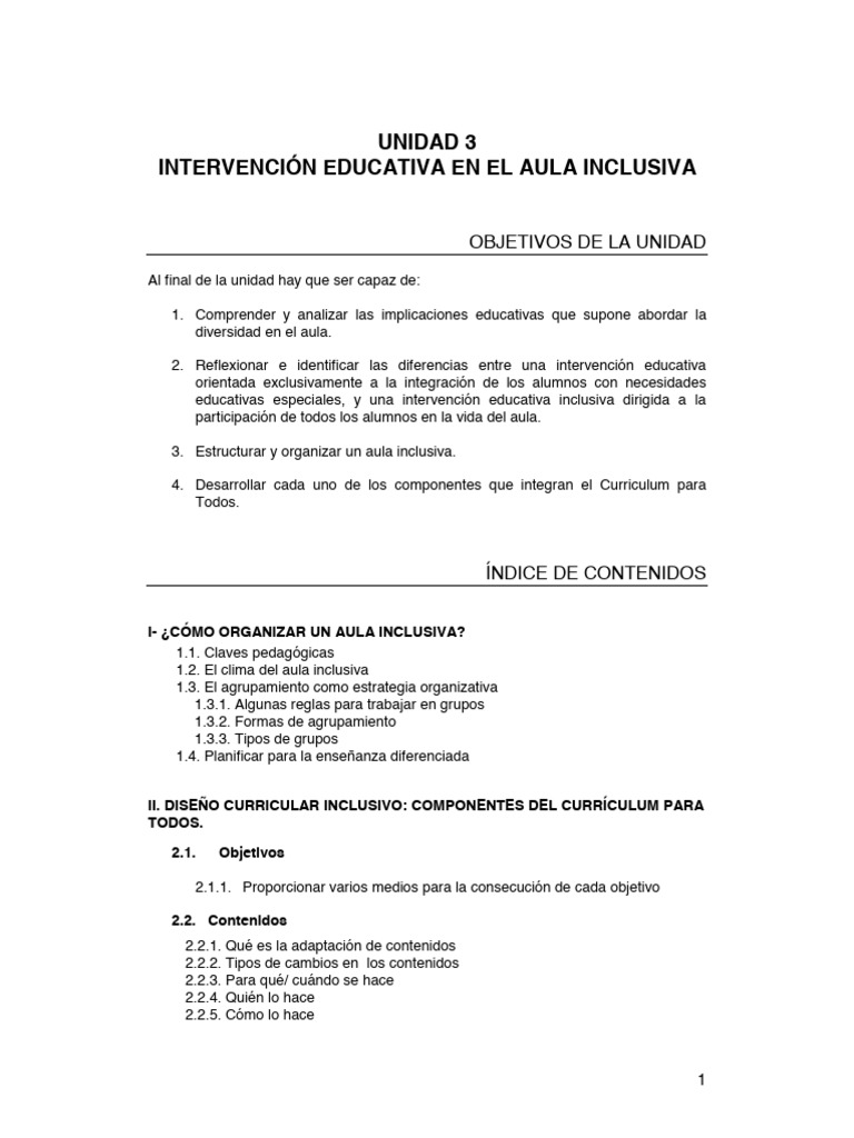 Intervencion Educativa en El Aula Inclusiva | PDF | Plan de estudios ...