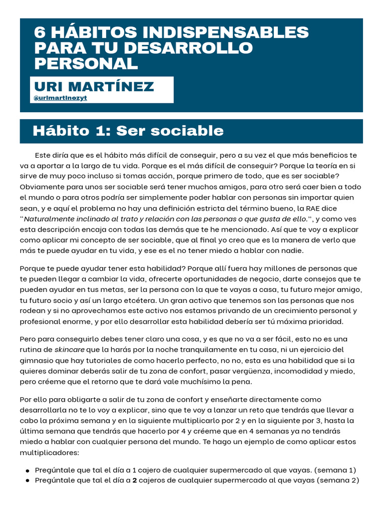 6 Hábitos Clave para tu Desarrollo Personal | PDF | Protector solar