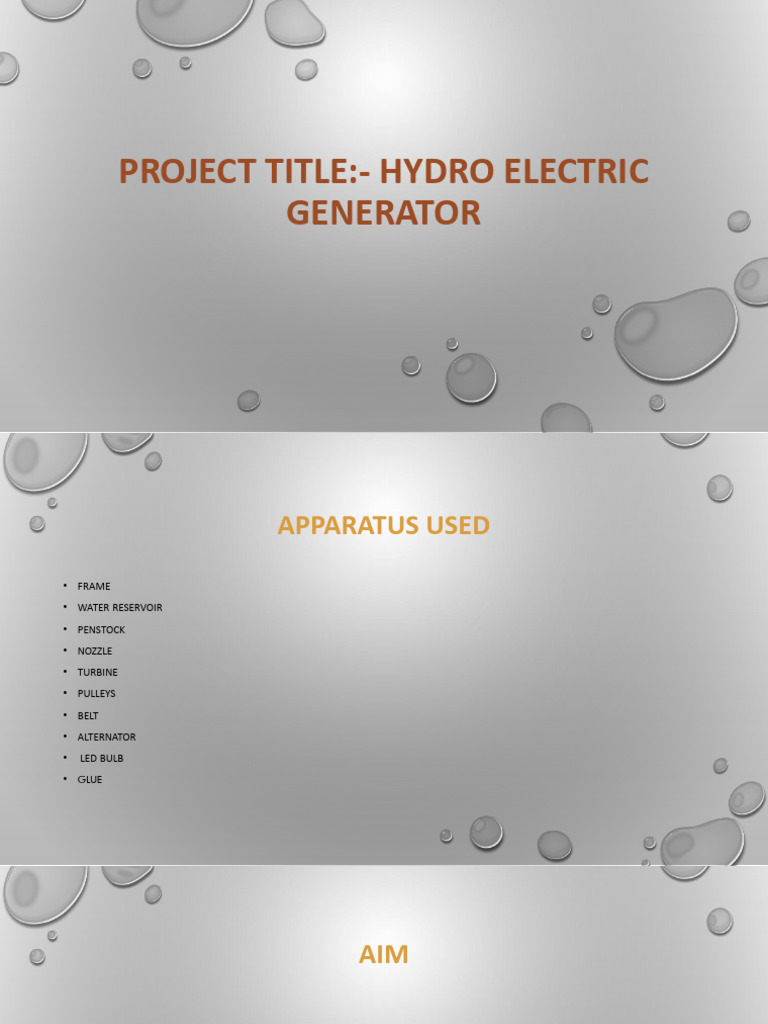 hydro electric generator major project presentation sample (1) | PDF