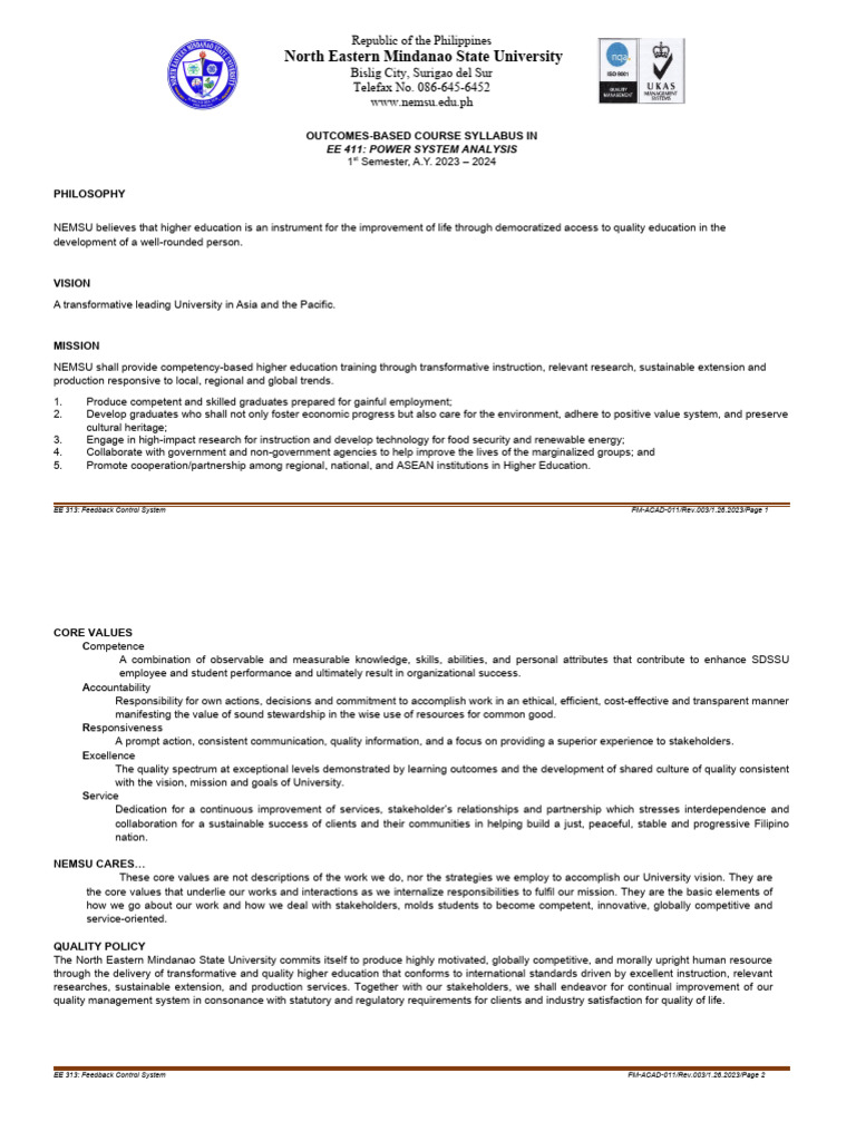 Template for syllabus nemsu bislig pdf control theory engineering