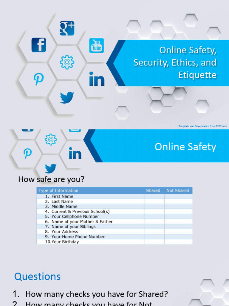 Online Safety, Security, Ethics, and Etiquette PDF Computer