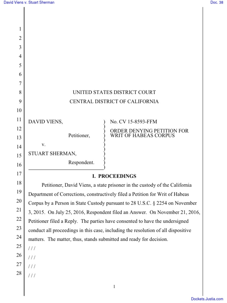 VIENS Petition Denial and Case Summary PDF Strickland V. Washington