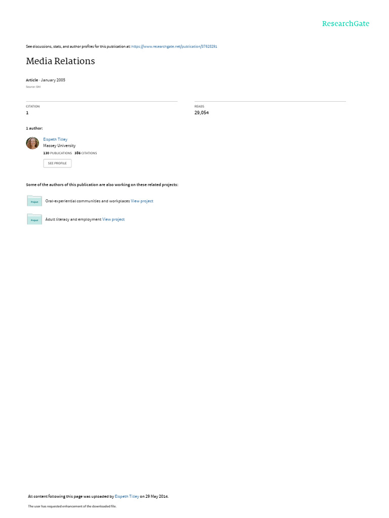 Media Relations (Journal) PDF News Media Bias