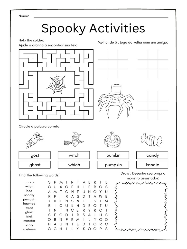 Halloween Activities Worksheet For Kids