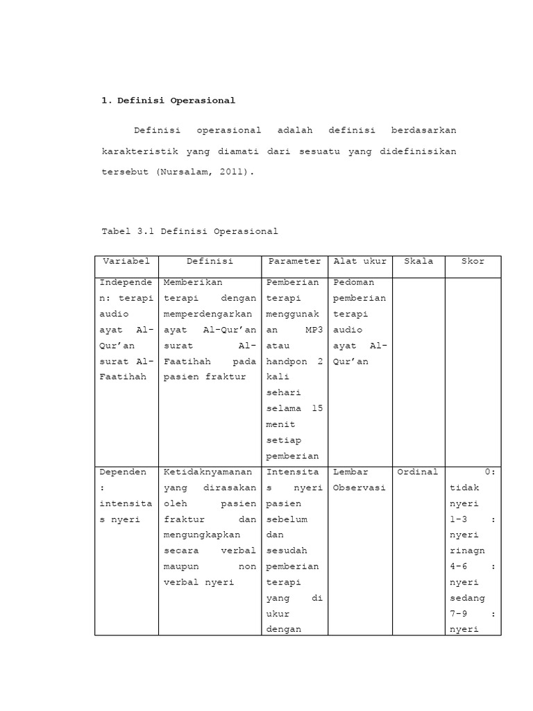 Definisi Operasional | PDF