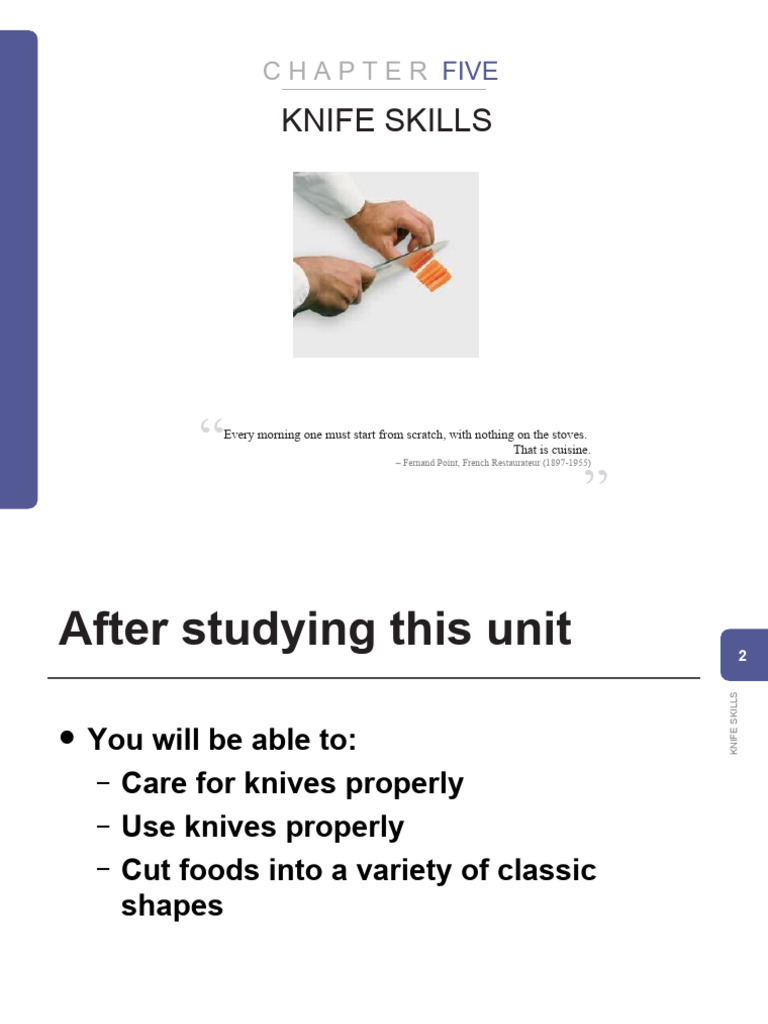 Lesson 4 Knife Skills PDF Knife Blade