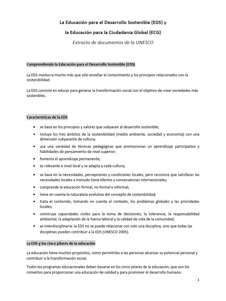 Educación para el Desarrollo Sostenible y Ciudadanía | PDF | Ciencia y ...