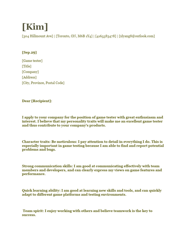 Cover Letter Template PDF
