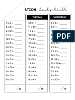 Multiplication Fast Facts Daily Drill Worksheet