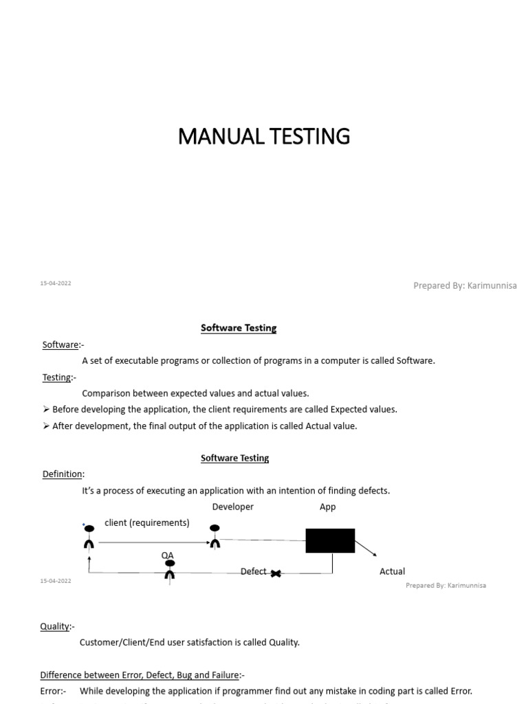 Manualtestingnotes pdf software testing software release life cycle