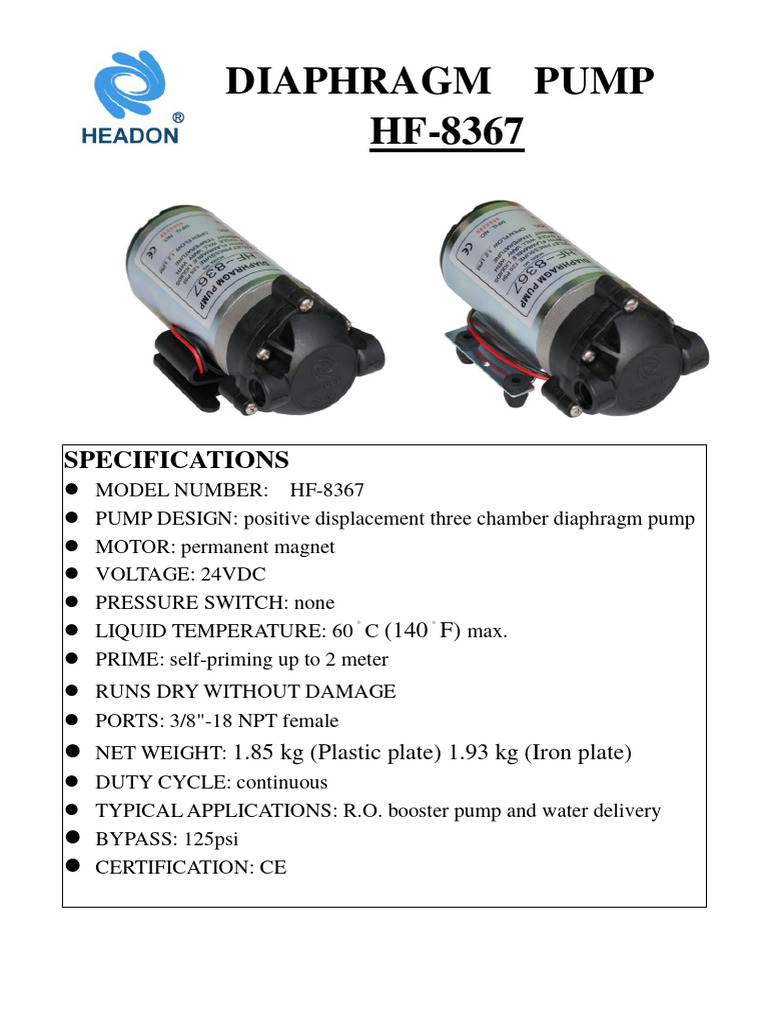 HF-8367 Diaphragm Pump Specifications | PDF