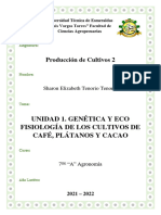 Unidad 1. Genética y Eco Fisiología de Los Cultivos de Café, Plátanos y Cacao