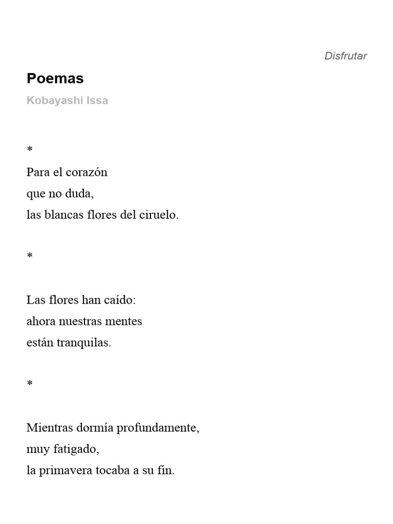Poemas Kobayashi Issa | PDF