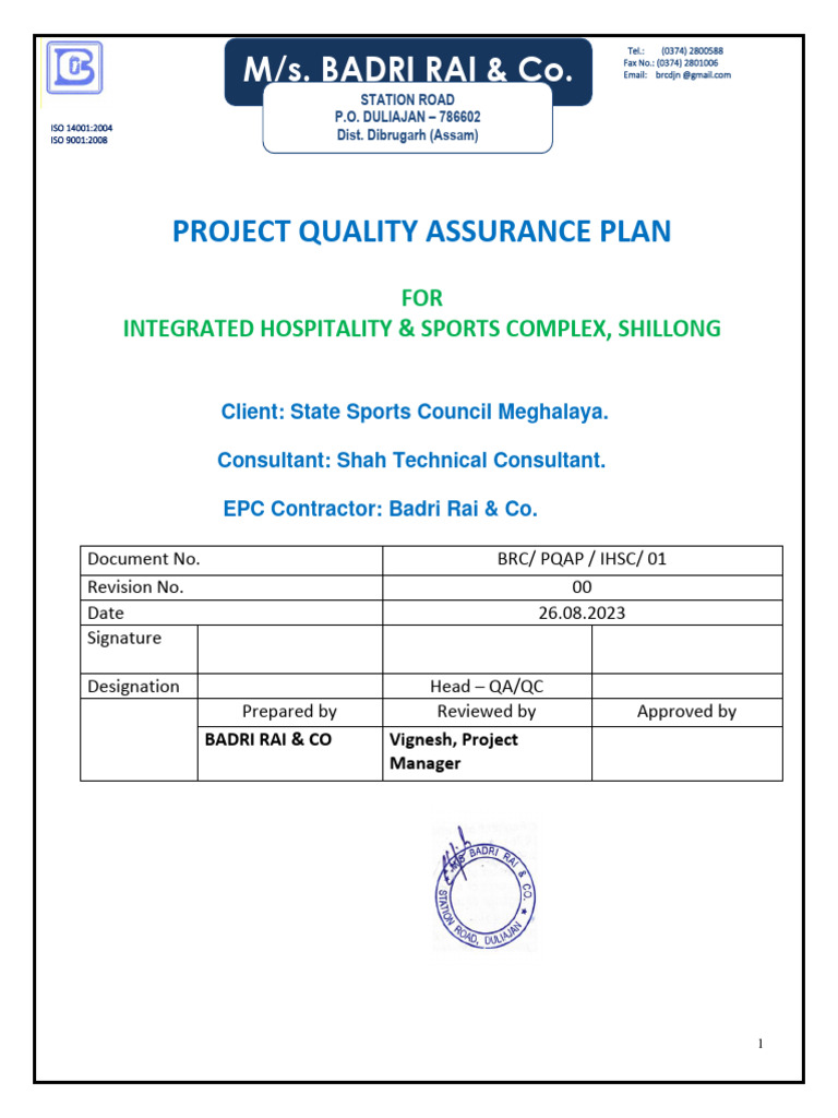Project Quality Assurance Plan for IHSC | PDF | Quality Assurance ...