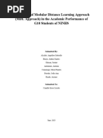 Group 1 RESEARCH PAPER The Effects of Modular Distance Learning MDL Approach in The Academic Performance of Grade 10 Students of NINHS