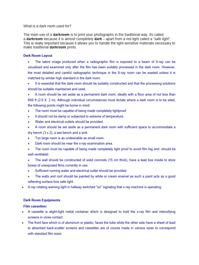 Dark Room PDF Radiography Photograph
