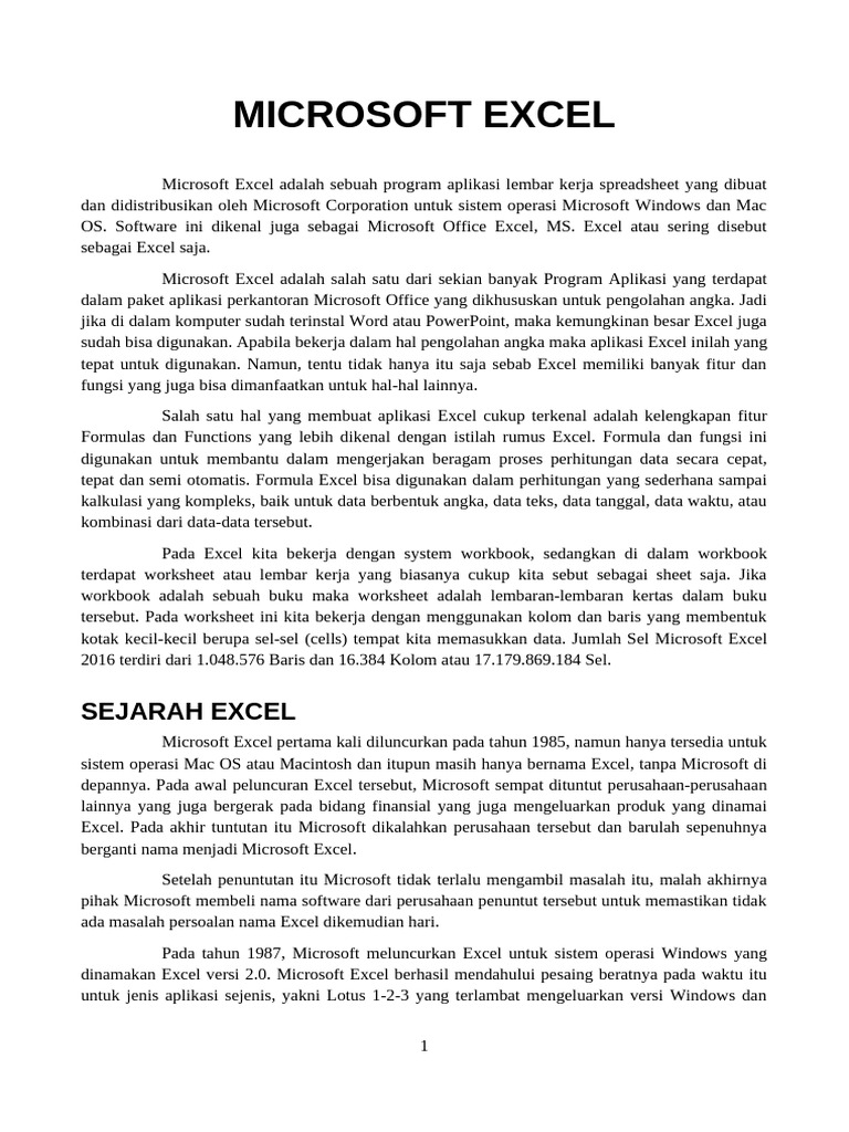Pengantar Microsoft Excel dan Fungsinya | PDF | Komputer