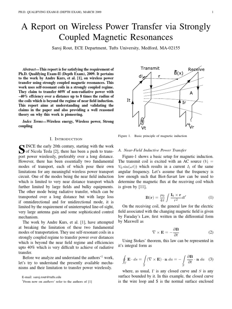 A Report On Wireless Power Transfer Via Strongly Coupled Magnetic ...