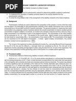 Lab Report - Determination of The Stability Constant of A Metal Complex