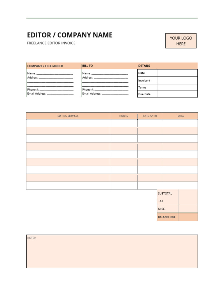 Frce Editor Invoice Template | PDF