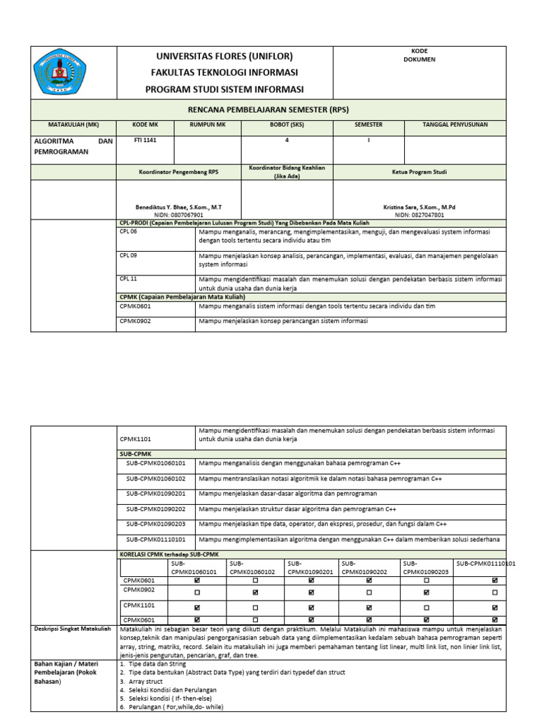 RPS Algoritma dan Pemrograman C++ | PDF