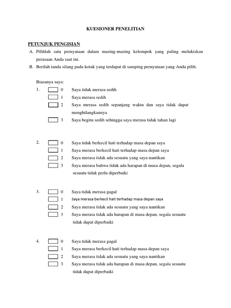 Beck Depression Inventory | PDF