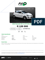 2014 Hyundai I20 1.4 (73 KW) Fluid - Silver - R139900 - AvoAutoBrochure
