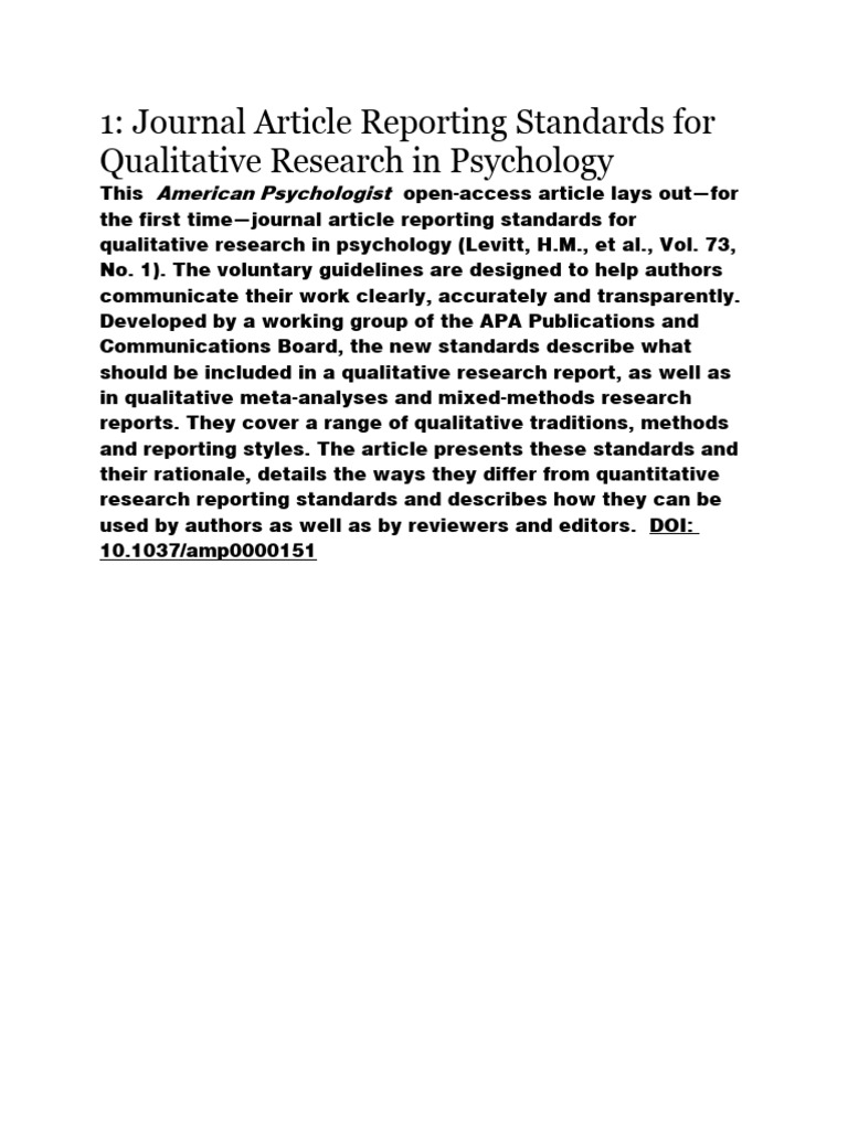 journal article reporting standards for quantitative research