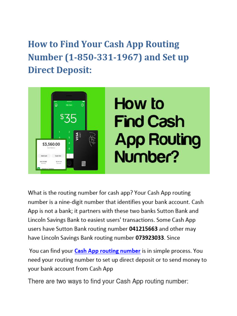 Find Your Cash App Routing Number | PDF