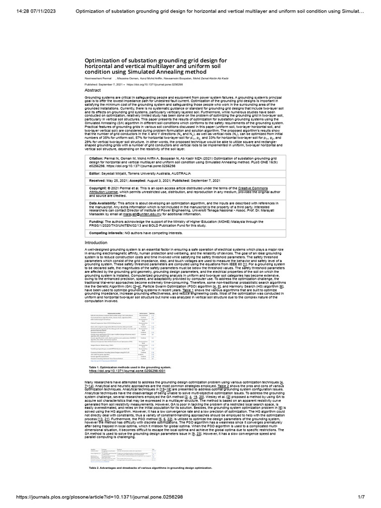 Optimization of Substation Grounding Grid Design For Horizontal and ...