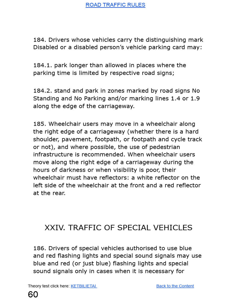Road Traffic Rules Republic of Lithuania With Annexes (061080) PDF Traffic Collision Traffic