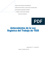 Antecedentes de La Ley Orgánica Del Trabajo de 1928