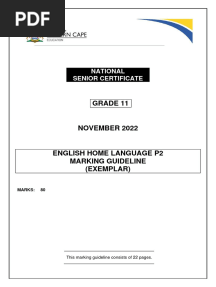 English HL p2 Memo Gr11 Nov 2022